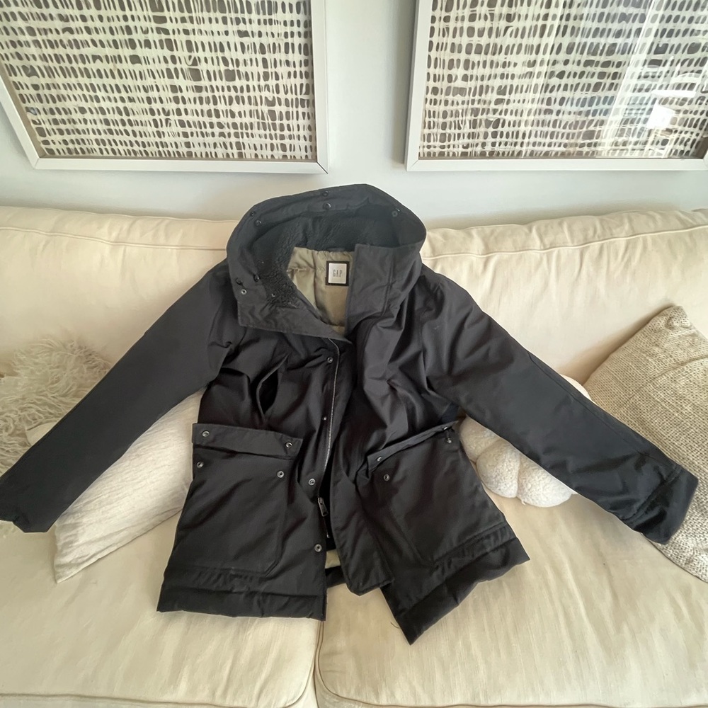 Men’s Gap  Black Hooded parka Jacket